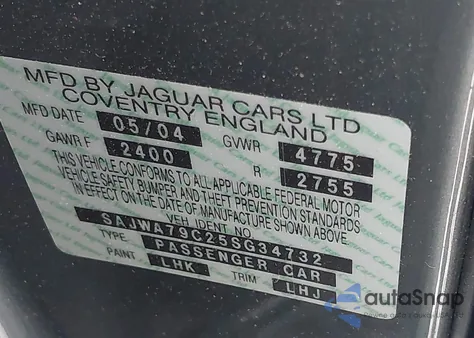 2005 Jaguar Xj Xj8 L z USA, uszkodzony, nr VIN SAJWA79C25SG34732